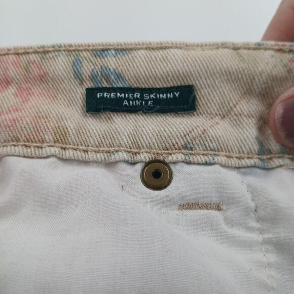 womens ralph lauren premier skinny ankle cream floral light wash size 6 jeans - Picture 3 of 7